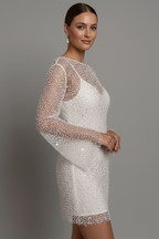 Women's Mesh Mini Dress – Long Sleeve Party Dress