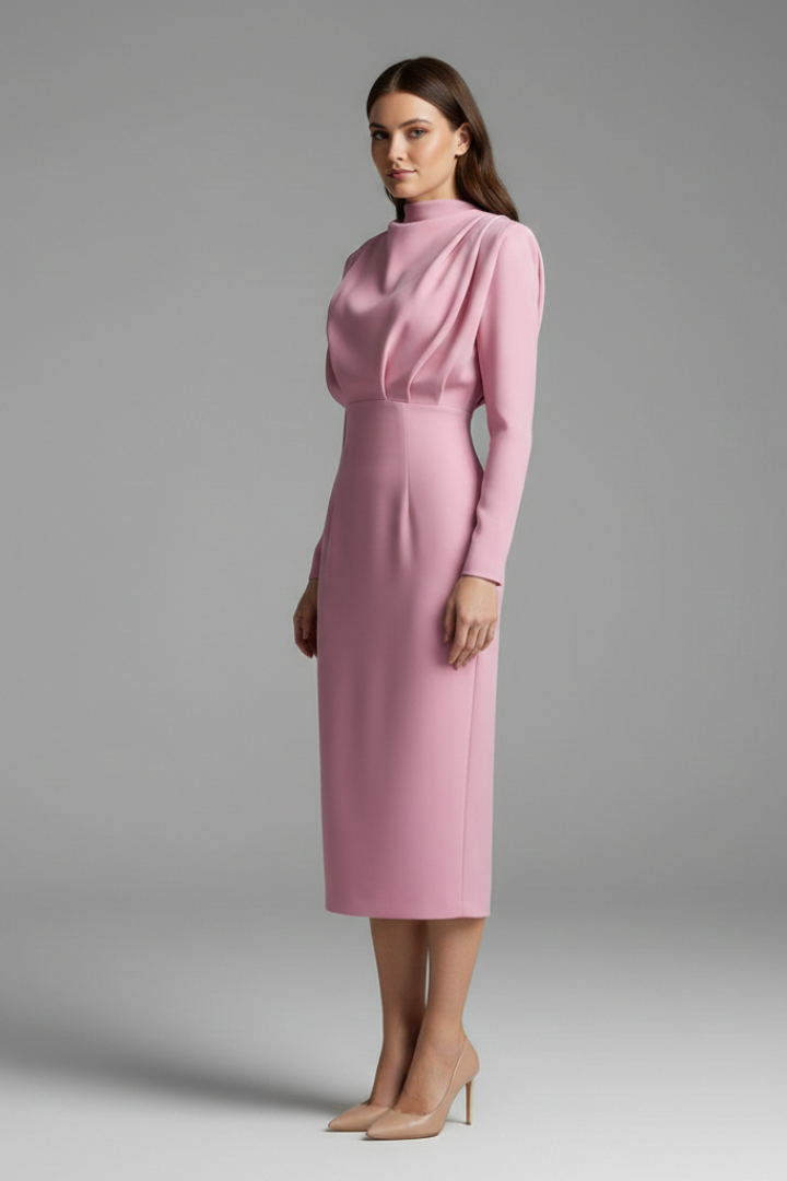 Women's High Neck Maxi Dress – Long Sleeve Dress