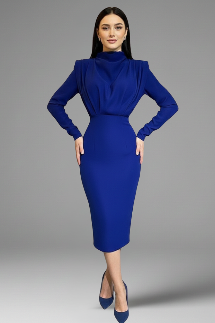 Women's High Neck Maxi Dress – Long Sleeve Dress