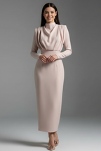 Women's High Neck Maxi Dress – Long Sleeve Dress