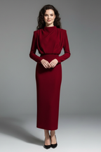 Women's High Neck Maxi Dress – Long Sleeve Dress