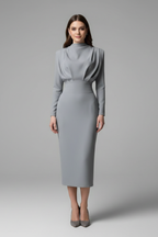 Women's High Neck Maxi Dress – Long Sleeve Dress