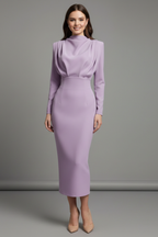 Women's High Neck Maxi Dress – Long Sleeve Dress