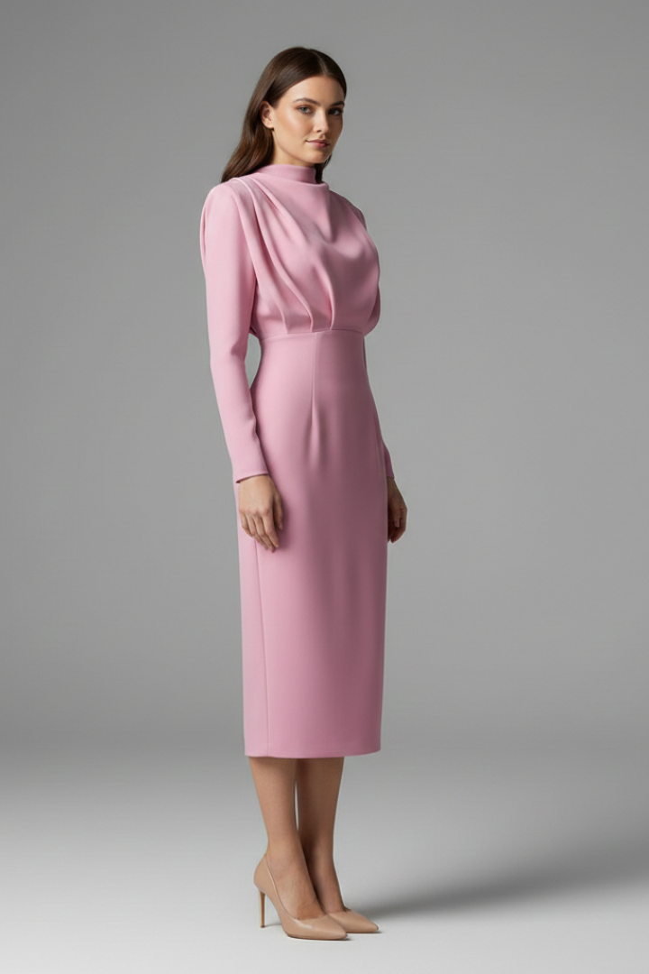 Women's High Neck Maxi Dress – Long Sleeve Dress