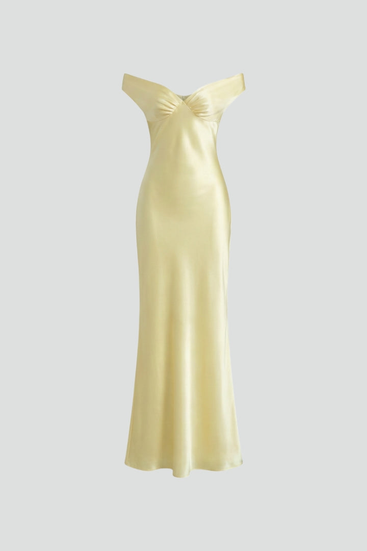 Women's Off-Shoulder Maxi Dress – Fitted Occasion Dress