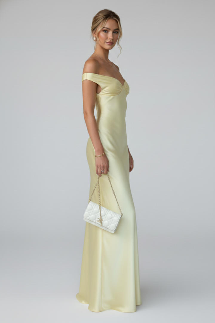 Women's Off-Shoulder Maxi Dress – Fitted Occasion Dress