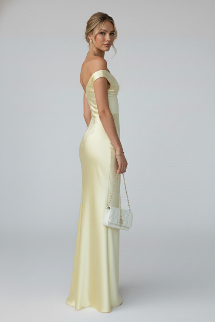 Women's Off-Shoulder Maxi Dress – Fitted Occasion Dress