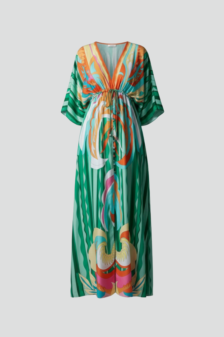 Women's Printed Maxi Dress – Tie Waist Dress