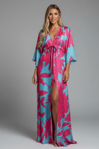 Women's Printed Maxi Dress – Tie Waist Dress