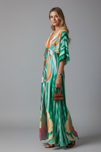 Women's Printed Maxi Dress – Tie Waist Dress