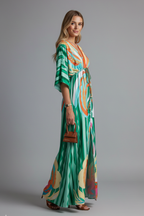 Women's Printed Maxi Dress – Tie Waist Dress