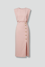 Women's Button Front Midi Dress – Sleeveless Dress
