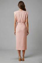 Women's Button Front Midi Dress – Sleeveless Dress