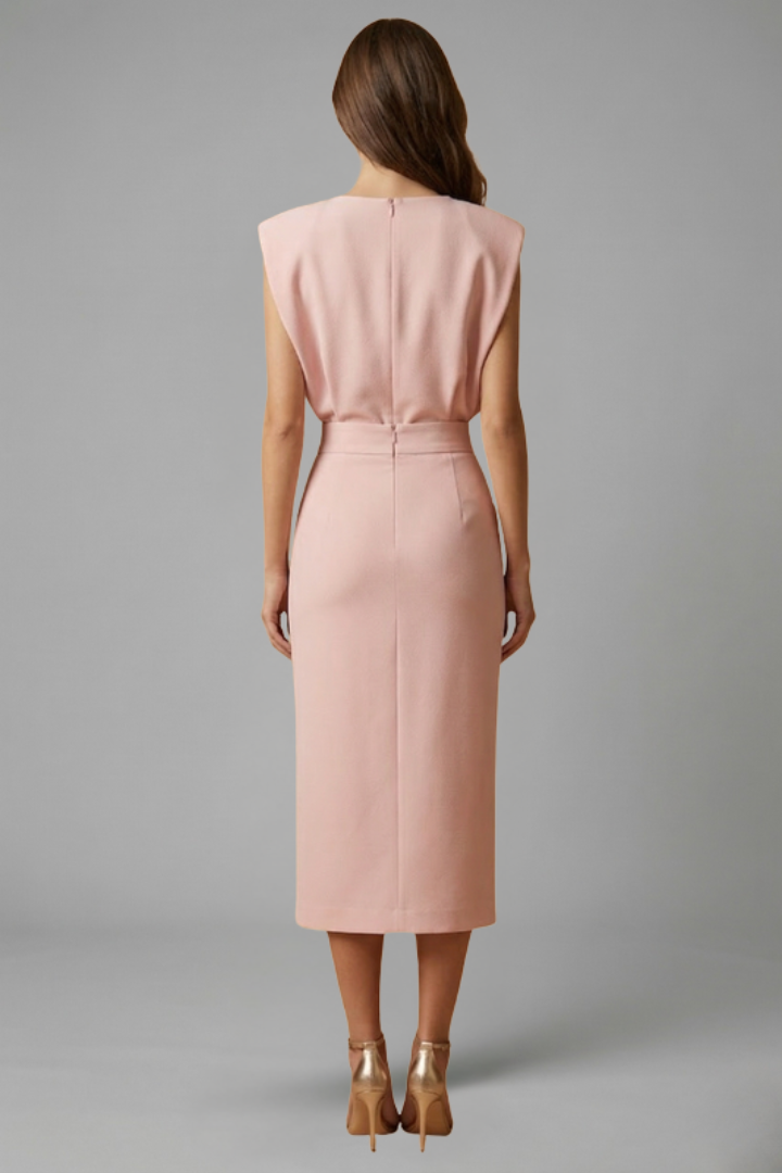 Women's Button Front Midi Dress – Sleeveless Dress