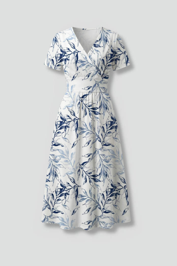 Women's Floral Midi Dress – V-Neck Summer Dress