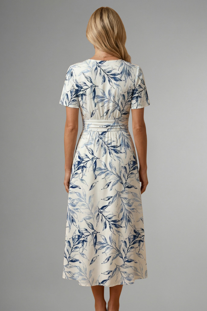 Women's Floral Midi Dress – V-Neck Summer Dress