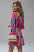 Women's Batwing Mini Dress – Tie Waist Dress