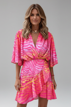 Women's Batwing Mini Dress – Tie Waist Dress