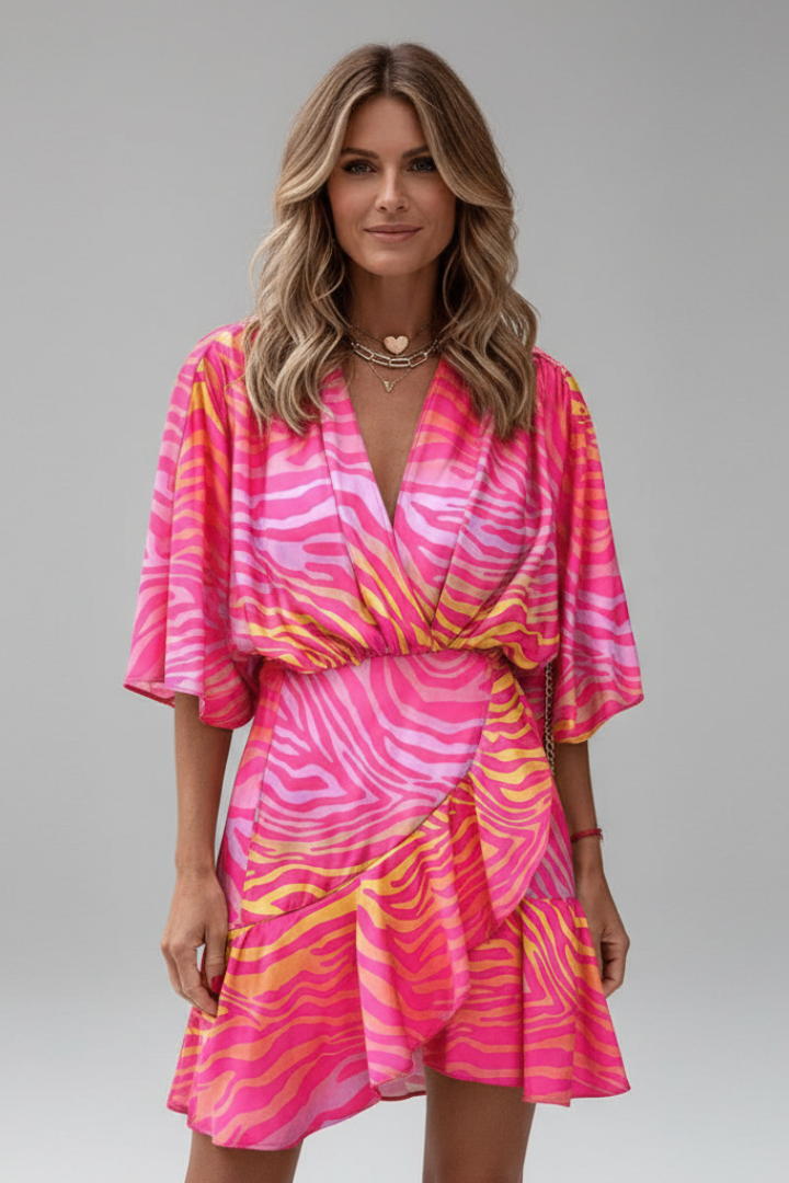 Women's Batwing Mini Dress – Tie Waist Dress