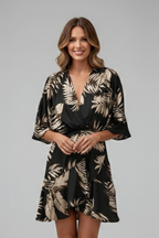 Women's Batwing Mini Dress – Tie Waist Dress