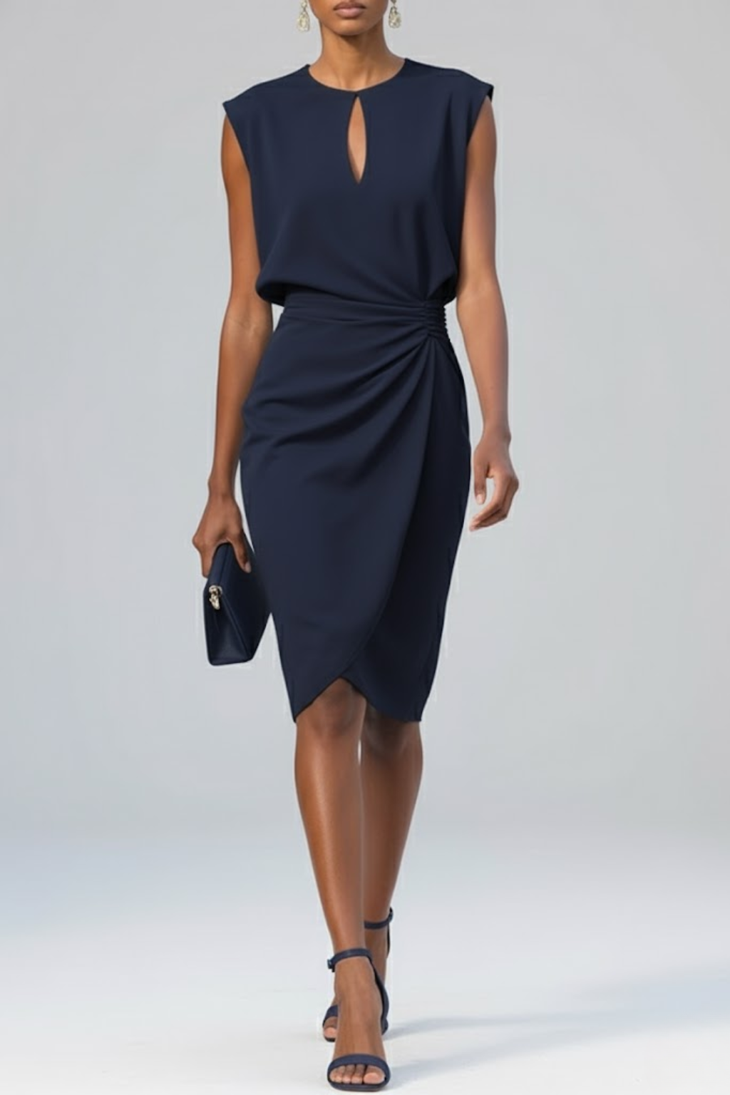Women's Midi Dress – Keyhole Neckline Dress – Isolde