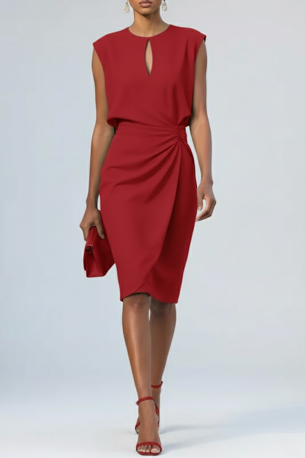Women's Midi Dress – Keyhole Neckline Dress – Isolde