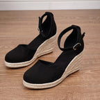 Women's Wedge Sandals with Adjustable Ankle Strap and Open Toe