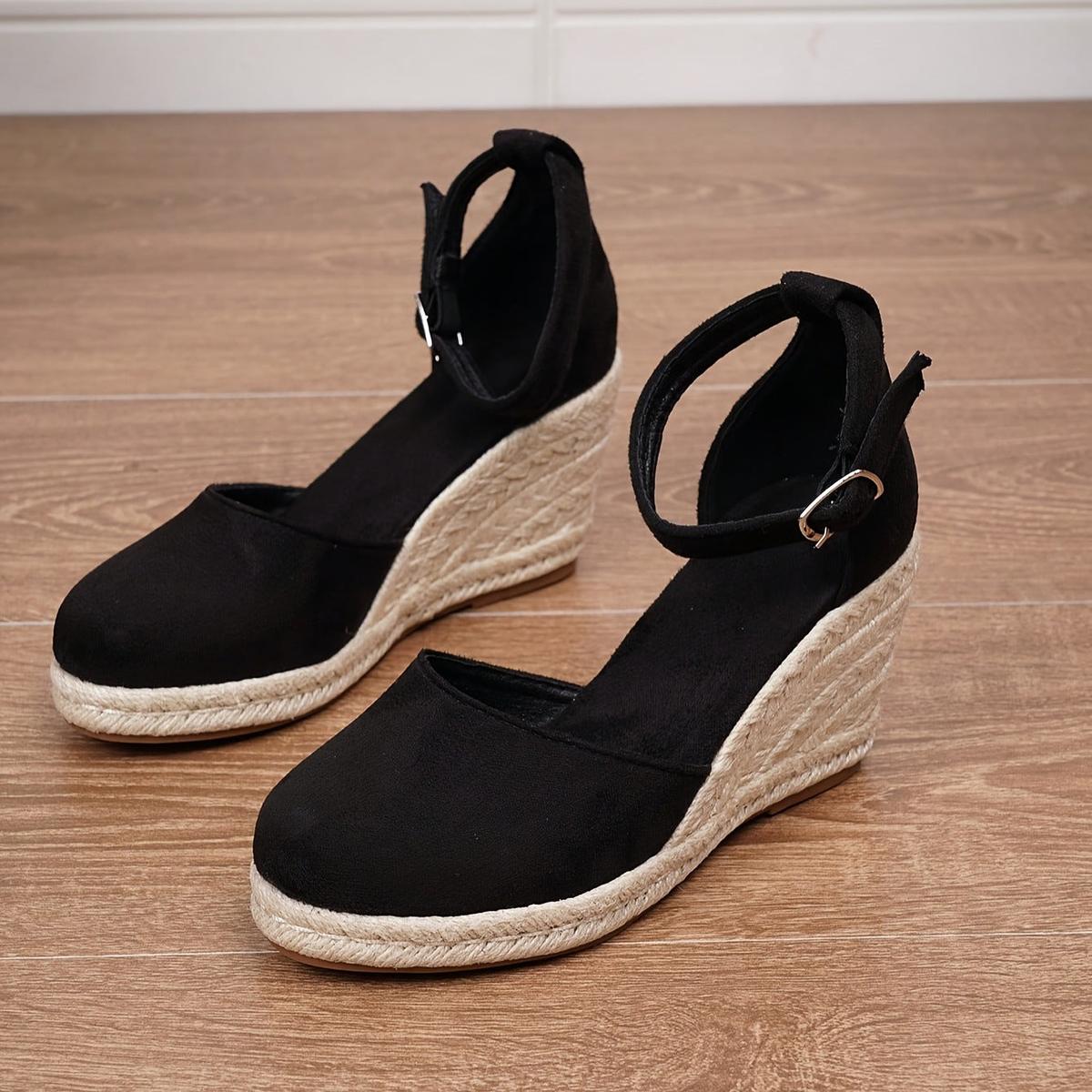 Women's Wedge Sandals with Adjustable Ankle Strap and Open Toe
