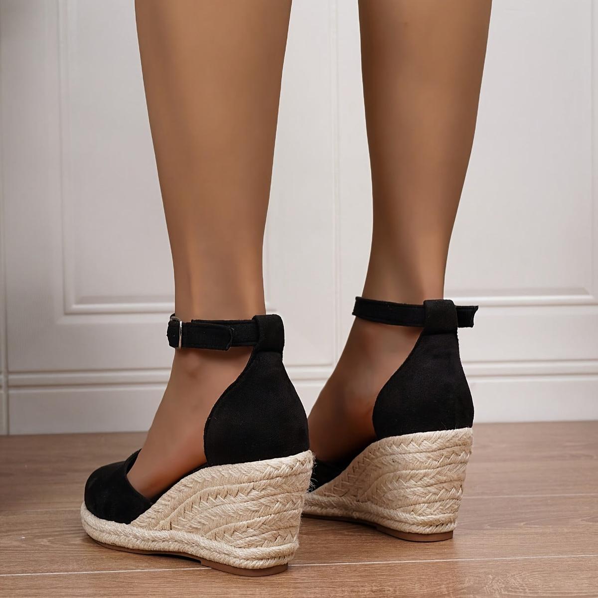 Women's Wedge Sandals with Adjustable Ankle Strap and Open Toe