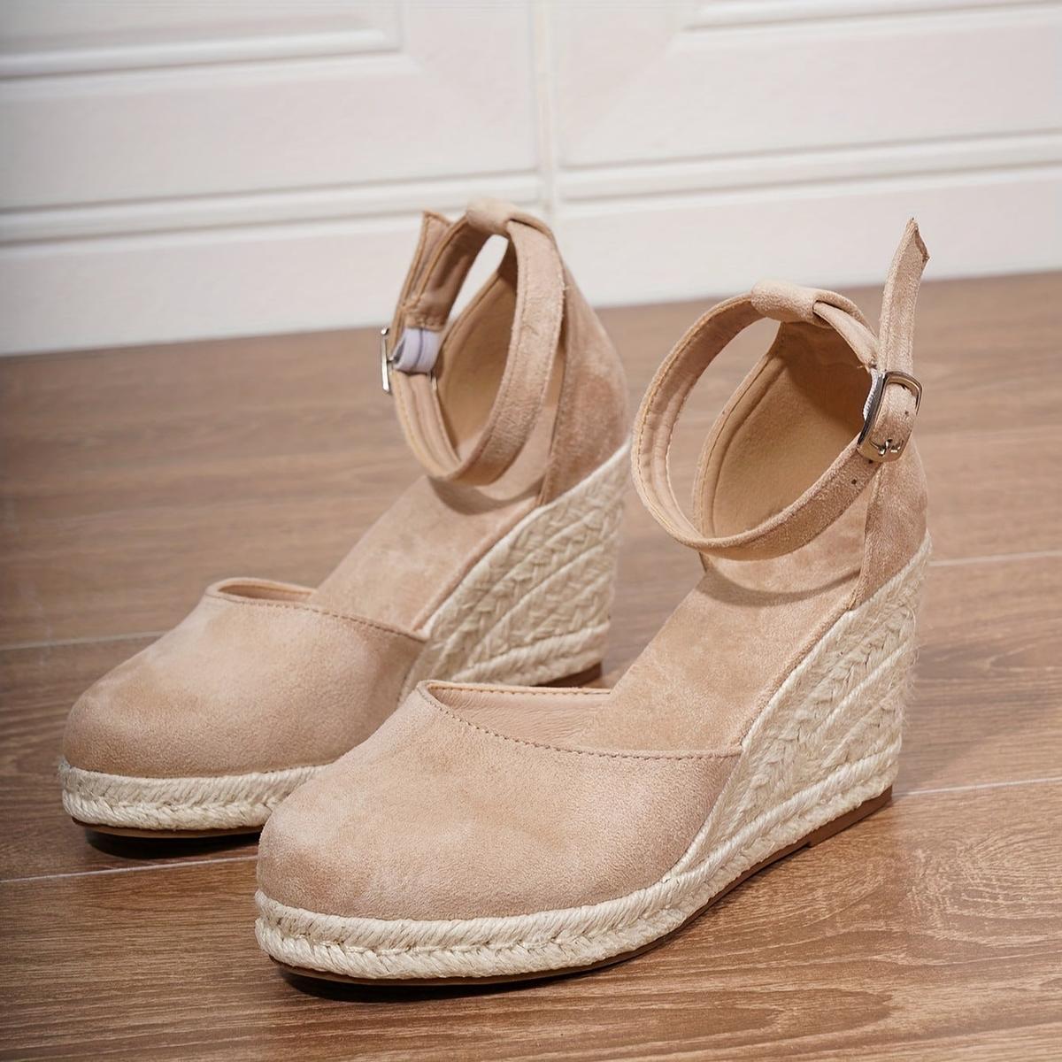 Women's Wedge Sandals with Adjustable Ankle Strap and Open Toe