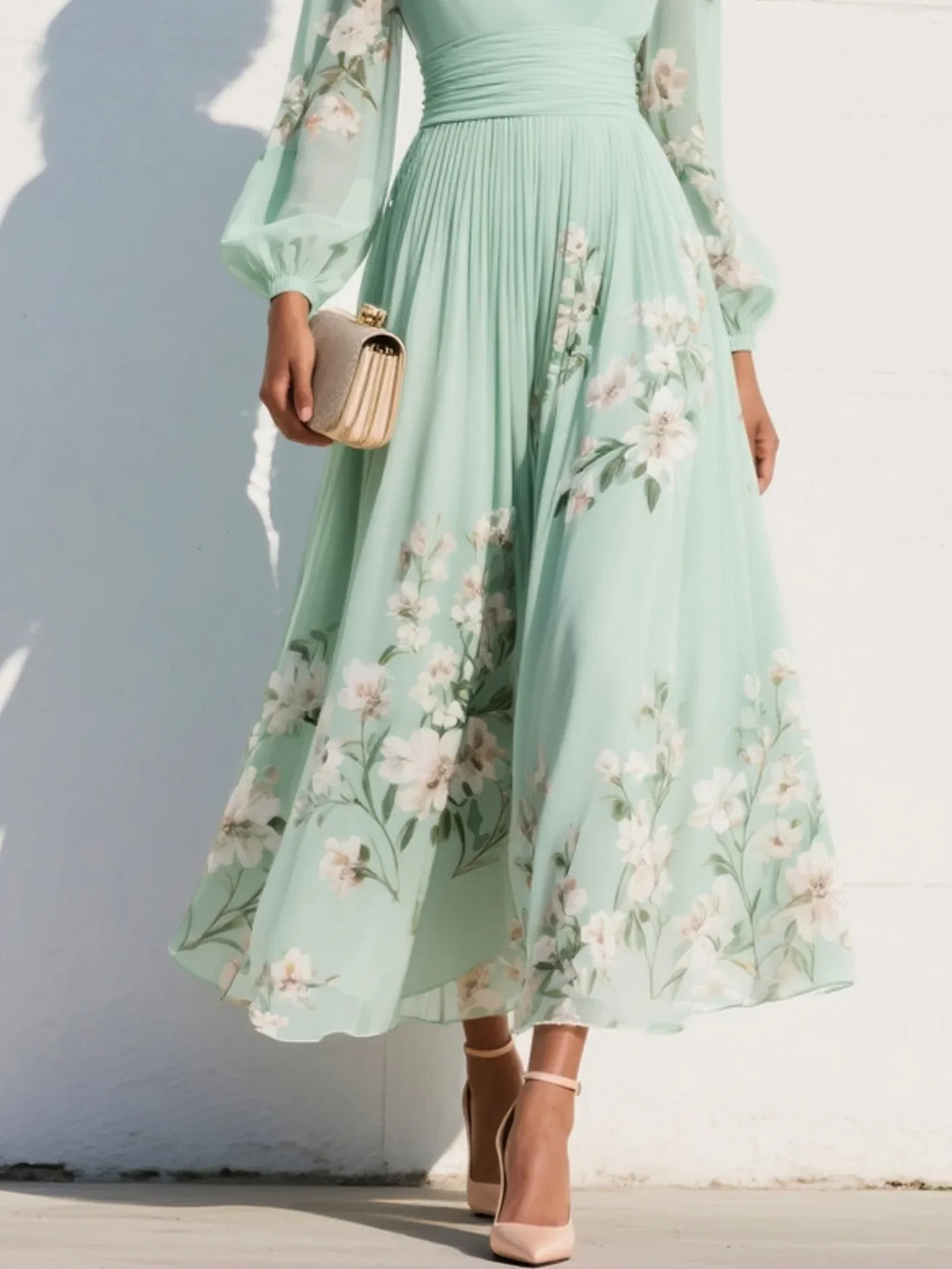 Women's Floral Print Maxi Dress – Flowy Summer Occasion Dress