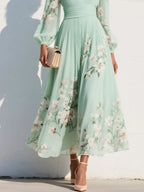 Women's Floral Print Maxi Dress – Flowy Summer Occasion Dress