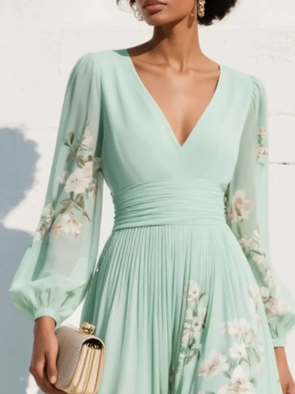 Women's Floral Print Maxi Dress – Flowy Summer Occasion Dress