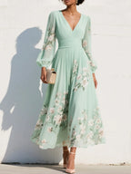 Women's Floral Print Maxi Dress – Flowy Summer Occasion Dress