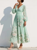 Women's Floral Print Maxi Dress – Flowy Summer Occasion Dress