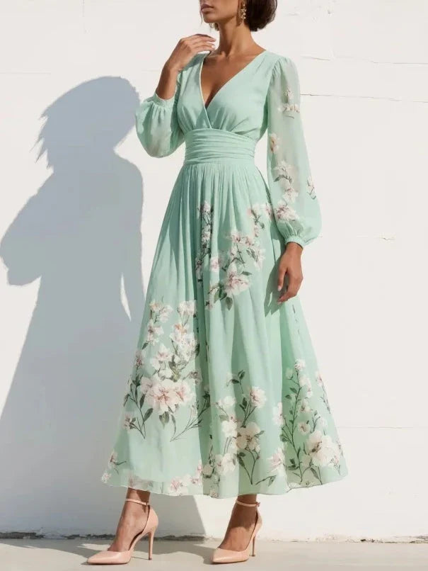 Women's Floral Print Maxi Dress – Flowy Summer Occasion Dress