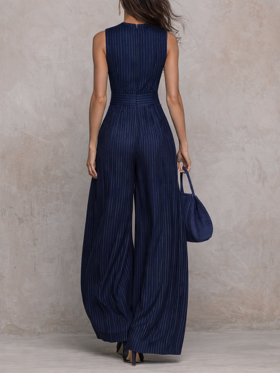Women's High Neck Wide Leg Jumpsuit – Flowy Formal Occasion Jumpsuit