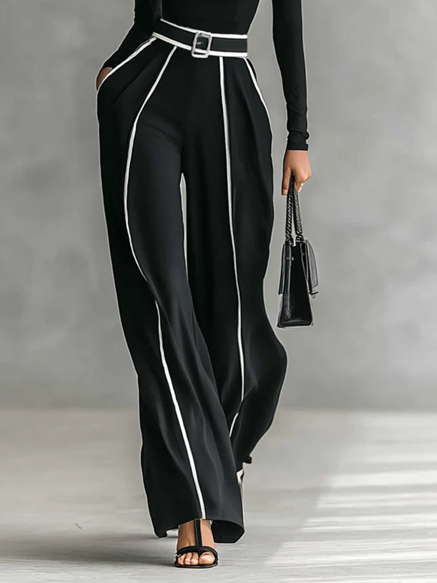 Women's Collared Wide Leg Jumpsuit – Tailored High Neck Formal Jumpsuit
