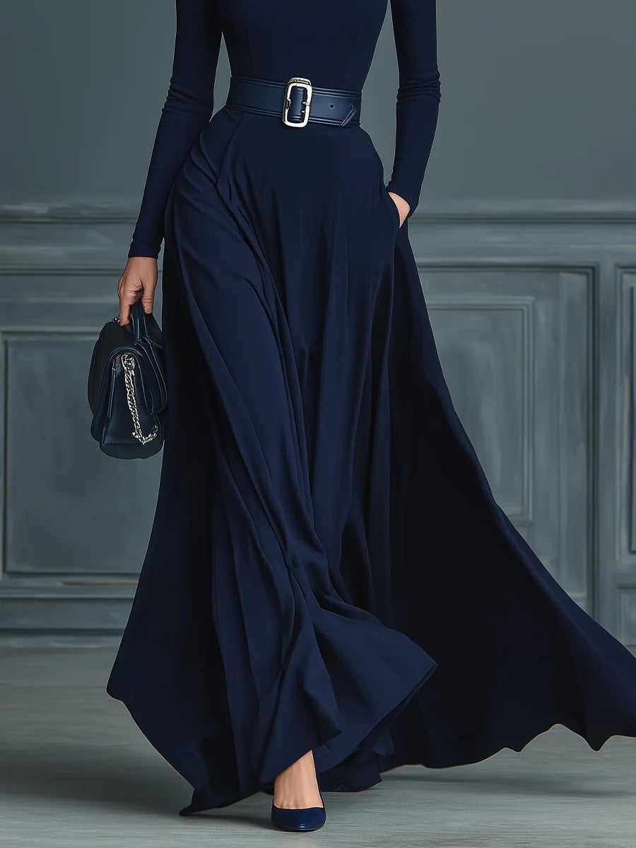 Women's High Neck Maxi Dress – Knit Sweater Dress