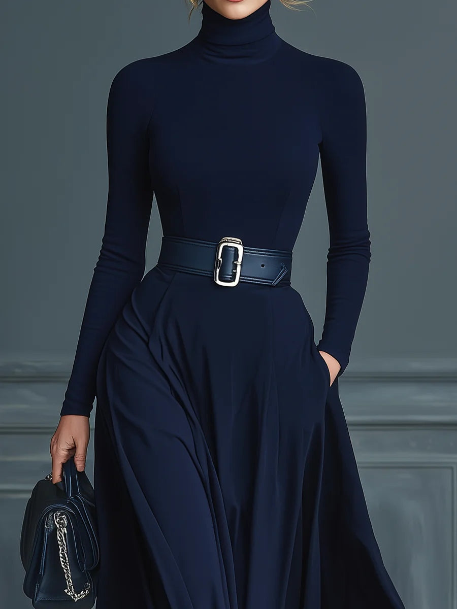 Women's High Neck Maxi Dress – Knit Sweater Dress