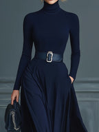 Women's High Neck Maxi Dress – Knit Sweater Dress