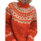 Women's Icelandic Sweater – Patterned High Neck Winter Pullover