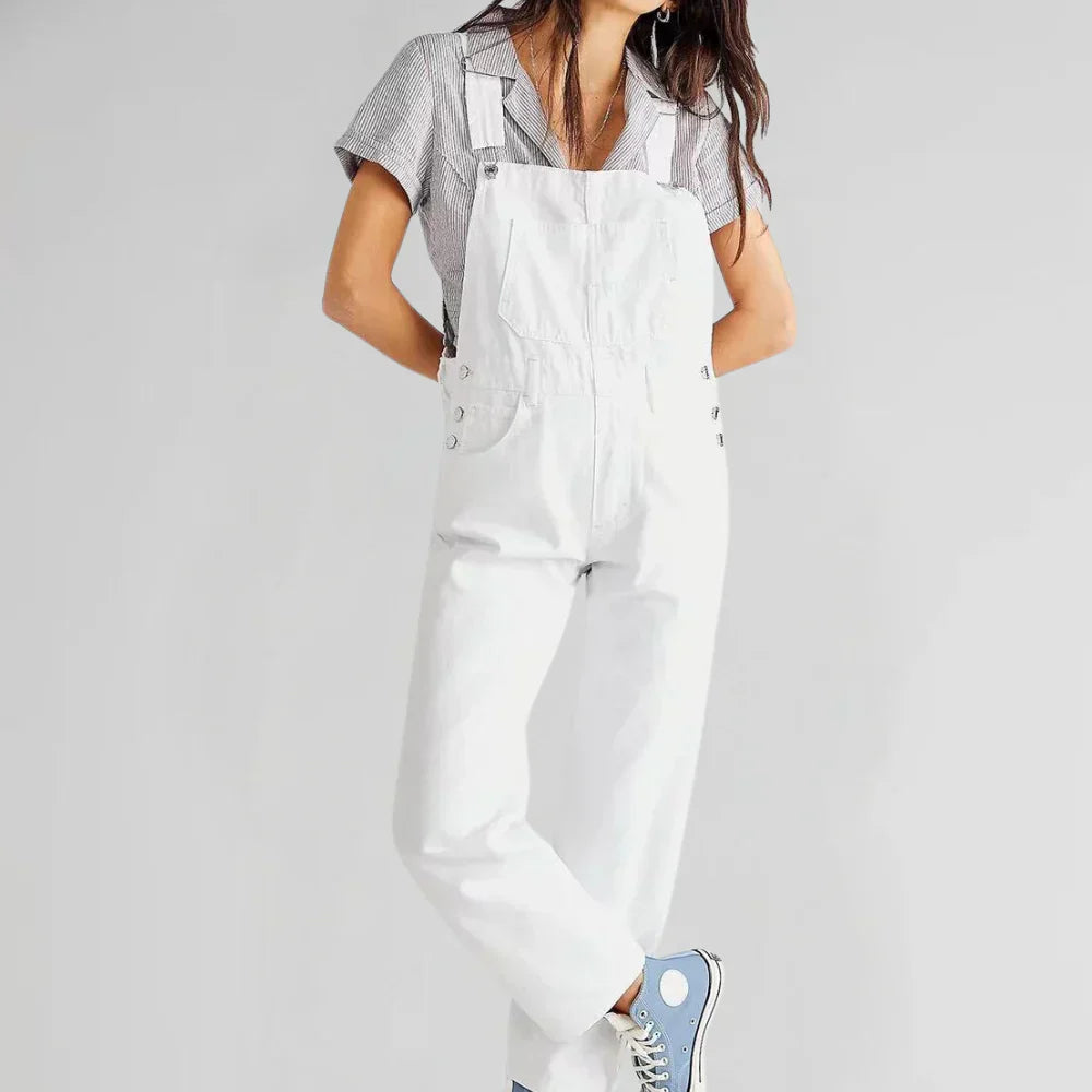Women's Denim Jumpsuit – Button Front Casual Jumpsuit – Charlotte