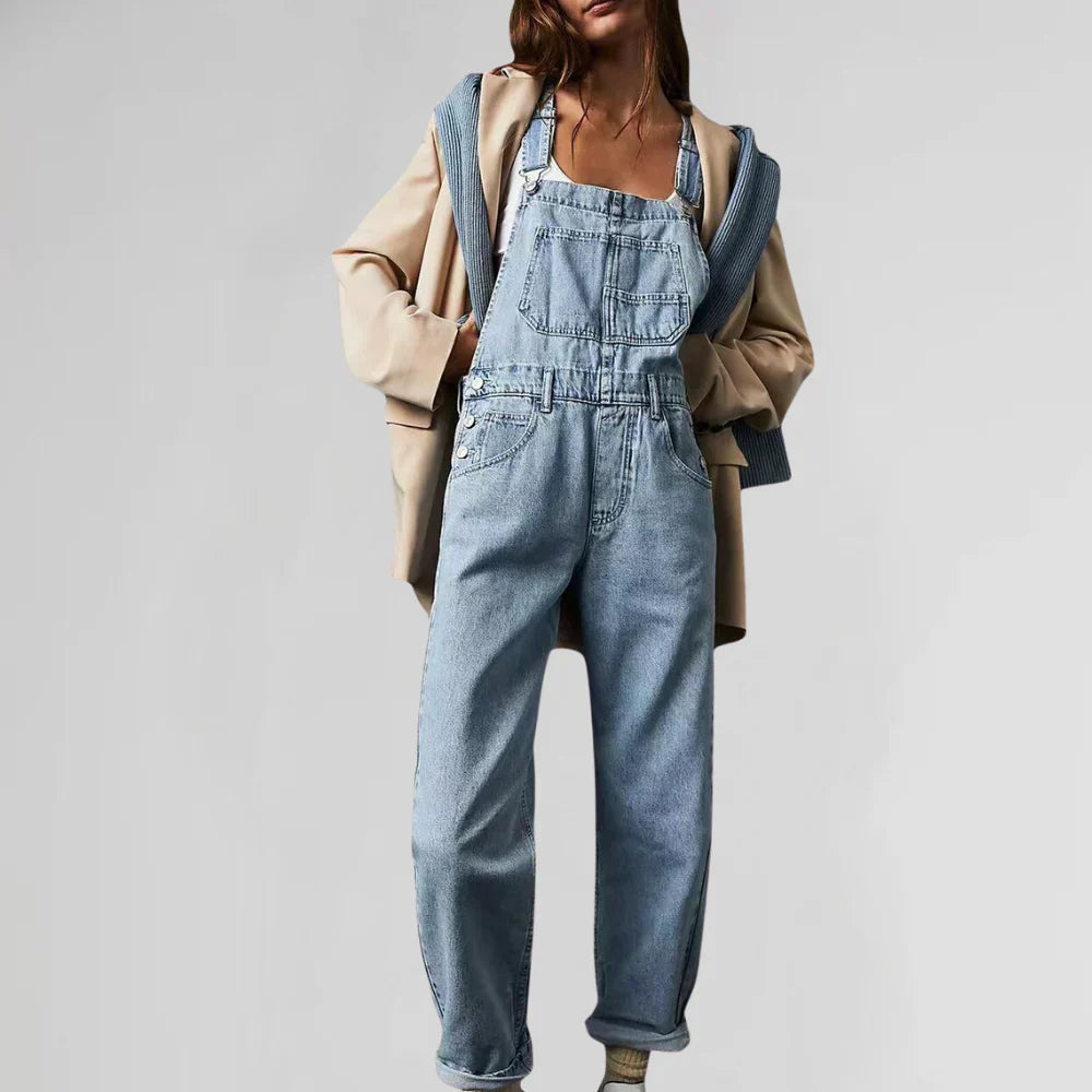 Women's Denim Jumpsuit – Button Front Casual Jumpsuit – Charlotte