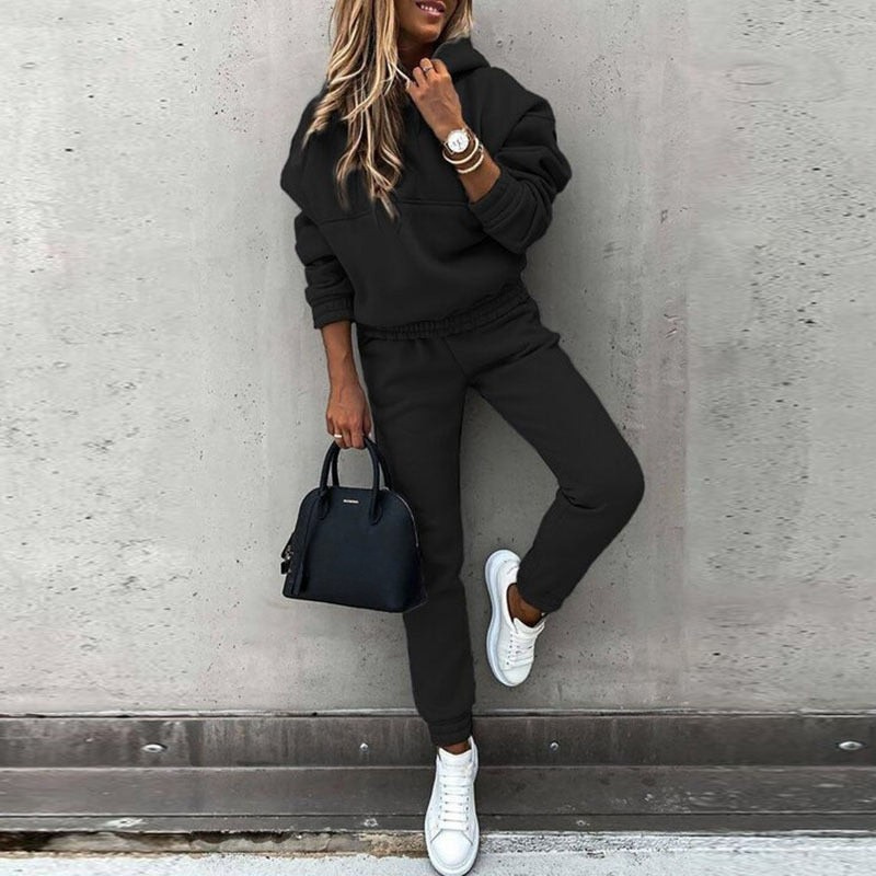 Women's Oversized Hoodie Tracksuit Set – High Waist Jogger Pants Set