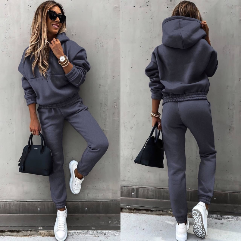 Women's Oversized Hoodie Tracksuit Set – High Waist Jogger Pants Set