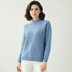 Women's Ribbed Mock Neck Sweater – Textured Long Sleeve High Neck Pullover