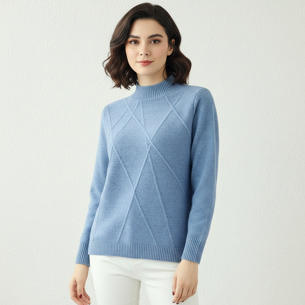 Women's Ribbed Mock Neck Sweater – Textured Long Sleeve High Neck Pullover