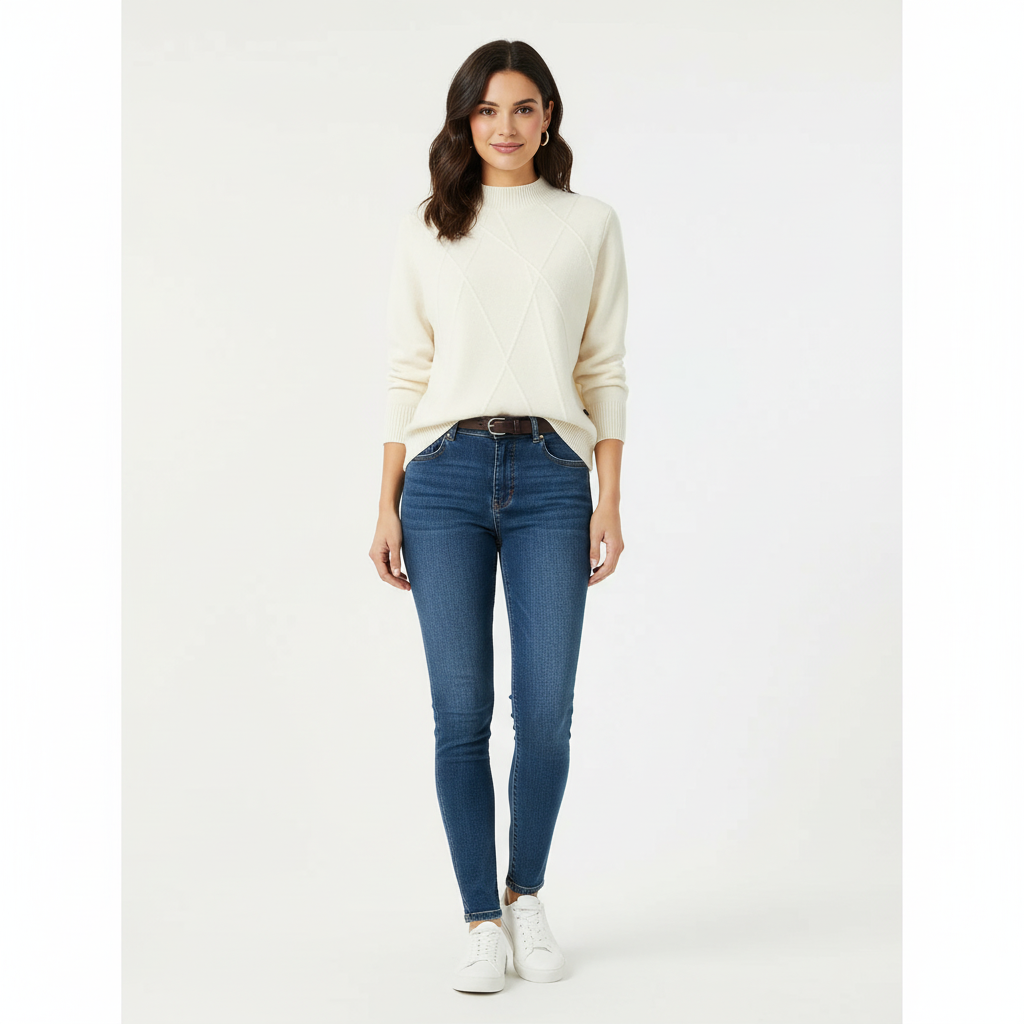 Women's Ribbed Mock Neck Sweater – Textured Long Sleeve High Neck Pullover