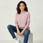 Women's Ribbed Mock Neck Sweater – Textured Long Sleeve High Neck Pullover